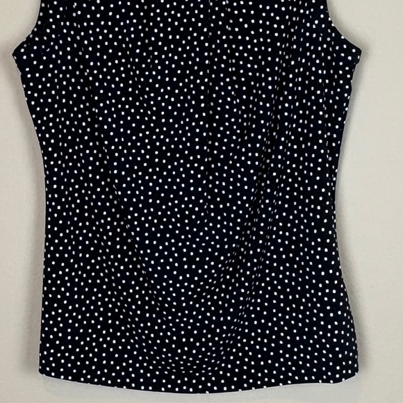 Karl Lagerfeld Paris Black with White Polka Dot Sleeveless Pullover Blouse - Picture 3 of 9
